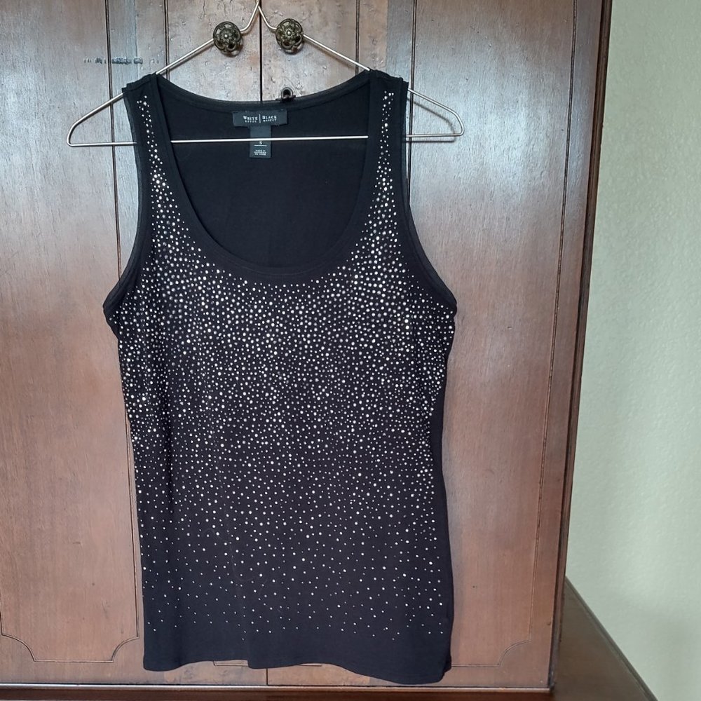 White House Black Market Black Tank with Silver Stud Detailing